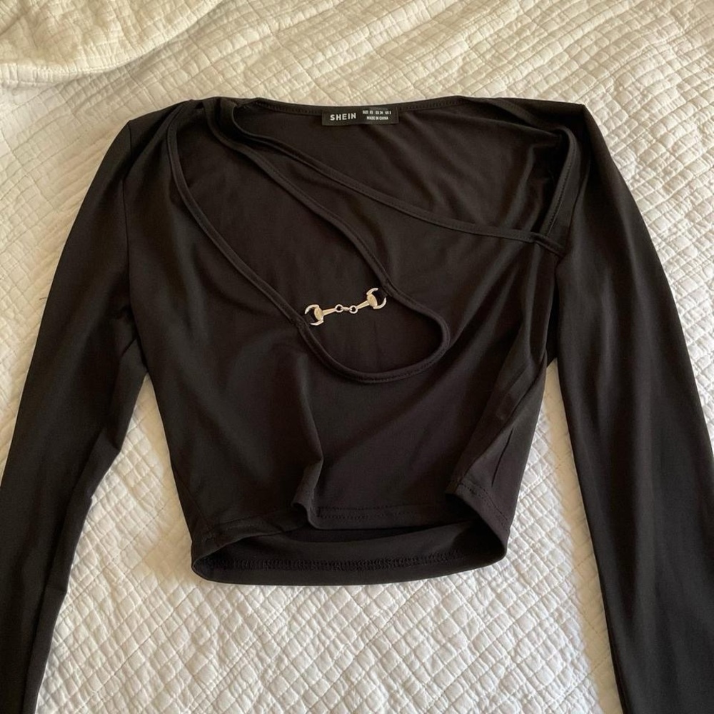 SHEIN Black Cutout Long Sleeve Bodysuit